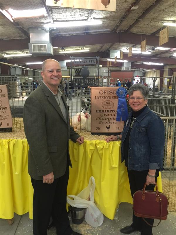 Trustee Debbie Blackshear with Dr. Mark Henry at the Livestock Show.